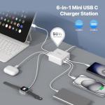 50W USB-C Fast Charging Station with 6 Ports