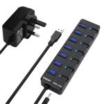 VEMONT 7-Port Powered USB Hub with Switches
