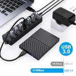 VEMONT 7-Port Powered USB Hub with Switches