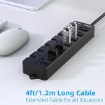 VEMONT 7-Port Powered USB Hub with Switches