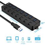 VEMONT 7-Port Powered USB Hub with Switches
