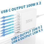 300W GaN USB-C 7-Port Fast Charger Hub