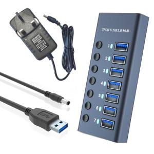 Balabaxer 7-Port USB Hub with Power Adapter