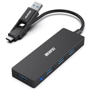 BENFEI USB Hub with 4 Ports and 2-in-1 Cord