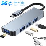 4-Port USB-C to USB Hub - Aluminum Design