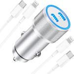 40W Dual USB-C Car Charger with Lightning Cables