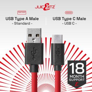 JuicEBitz® Long USB-C to USB-A Charger Cable