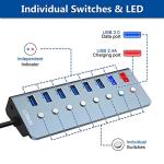 LOBKIN 7-Port Powered USB C Hub with Charging