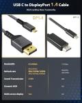 Maxonar 8K USB-C to DisplayPort Cable 2M