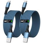 3M Braided USB C Cable 2 Pack – Fast Charge