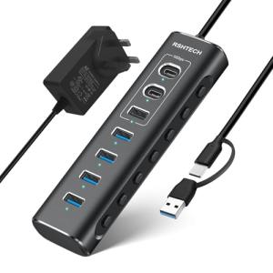 RSHTECH 7-Port Powered USB-C Hub with Fast Data
