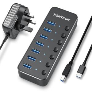 RSHTECH 7-Port USB C Hub with Switches
