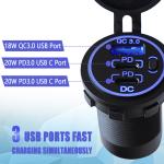 20W USB-C Car Charger with Dual QC3.0 Ports
