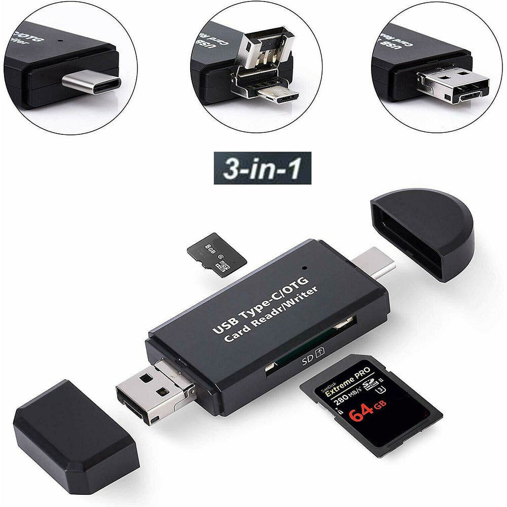 3-in-1 USB-C Card Reader & Adapter
