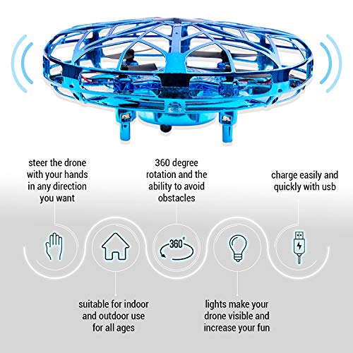 CANOPUS Hand Operated UFO Drone With LED Lights