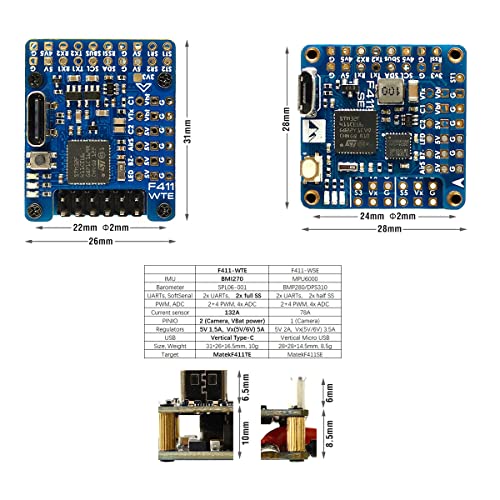 Matek Systems F411-WTE Flight Controller with OSD