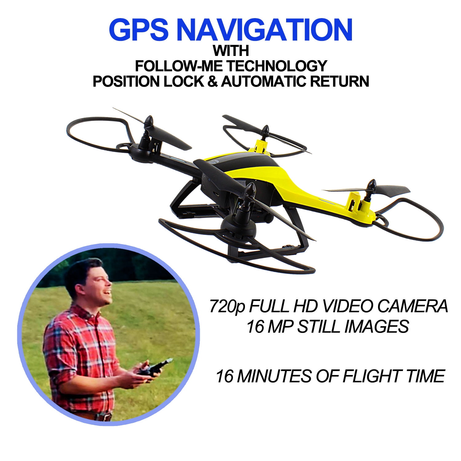 Vivitar GPS Camera Drone, 1000ft Range, Live Streaming