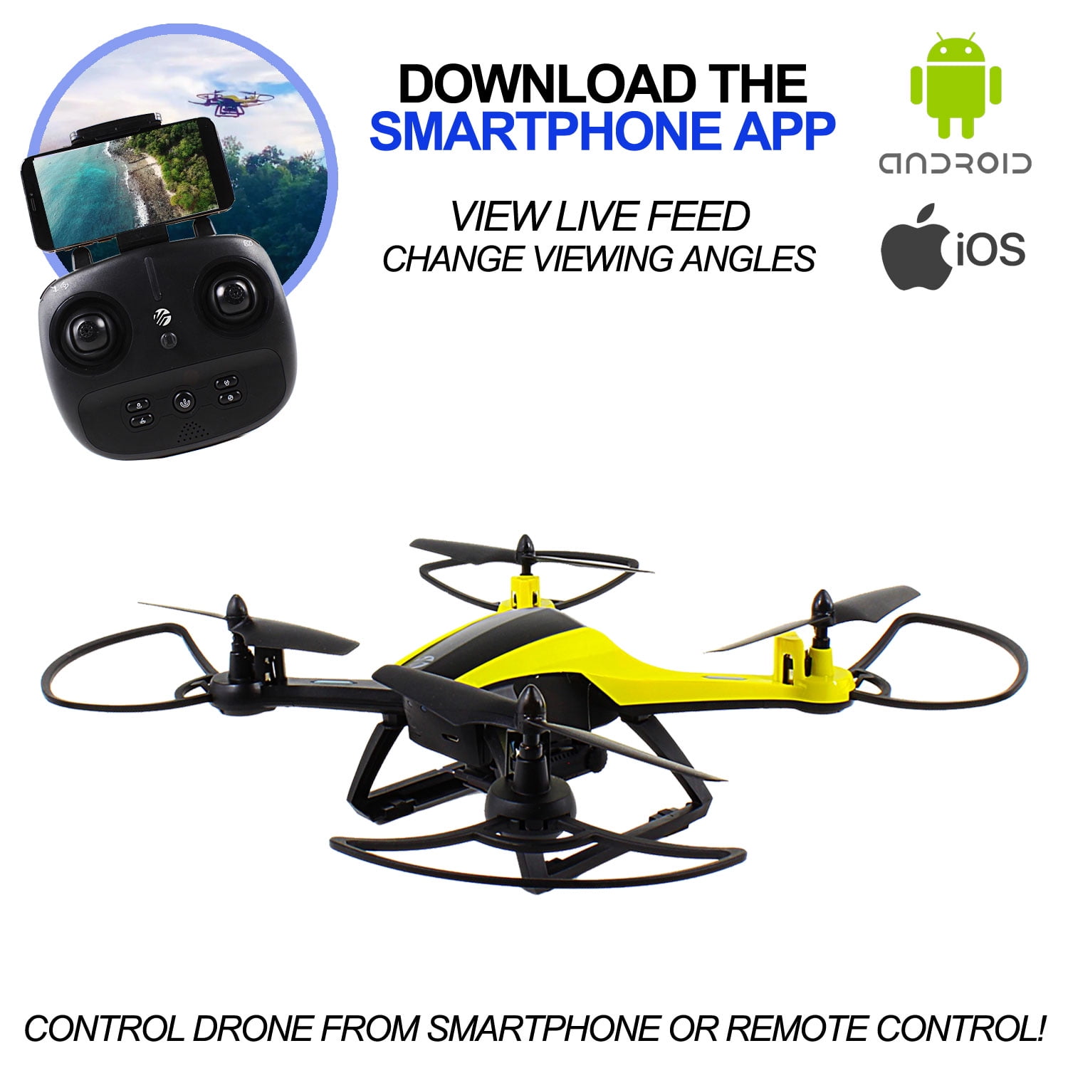 Vivitar GPS Camera Drone, 1000ft Range, Live Streaming