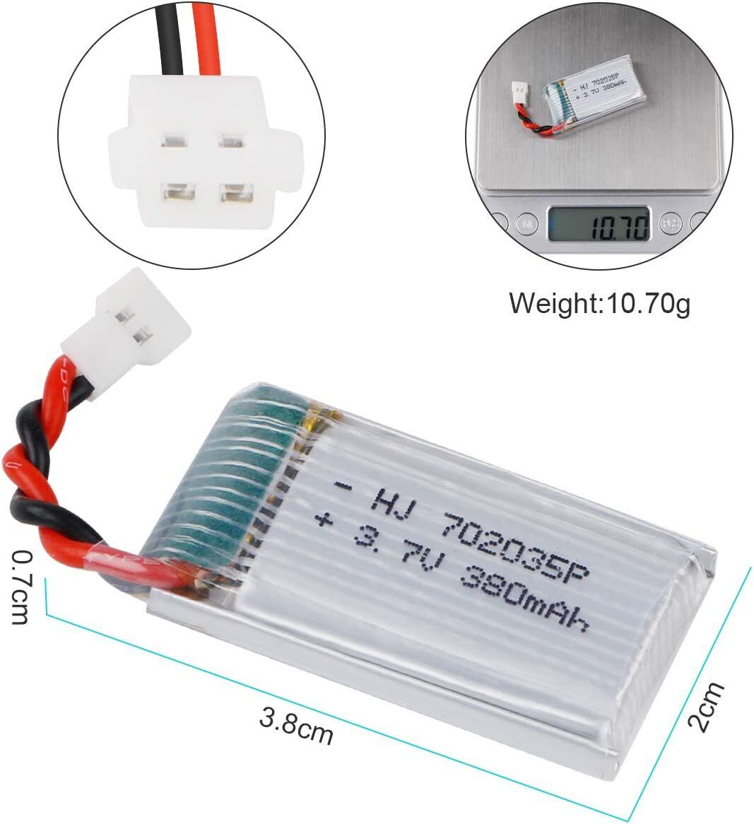 Double 380mAh Lipo Batteries with USB Charger