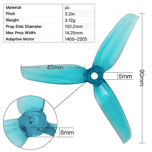 16pcs 4" 3-Blade Propellers for FPV Racing Drone