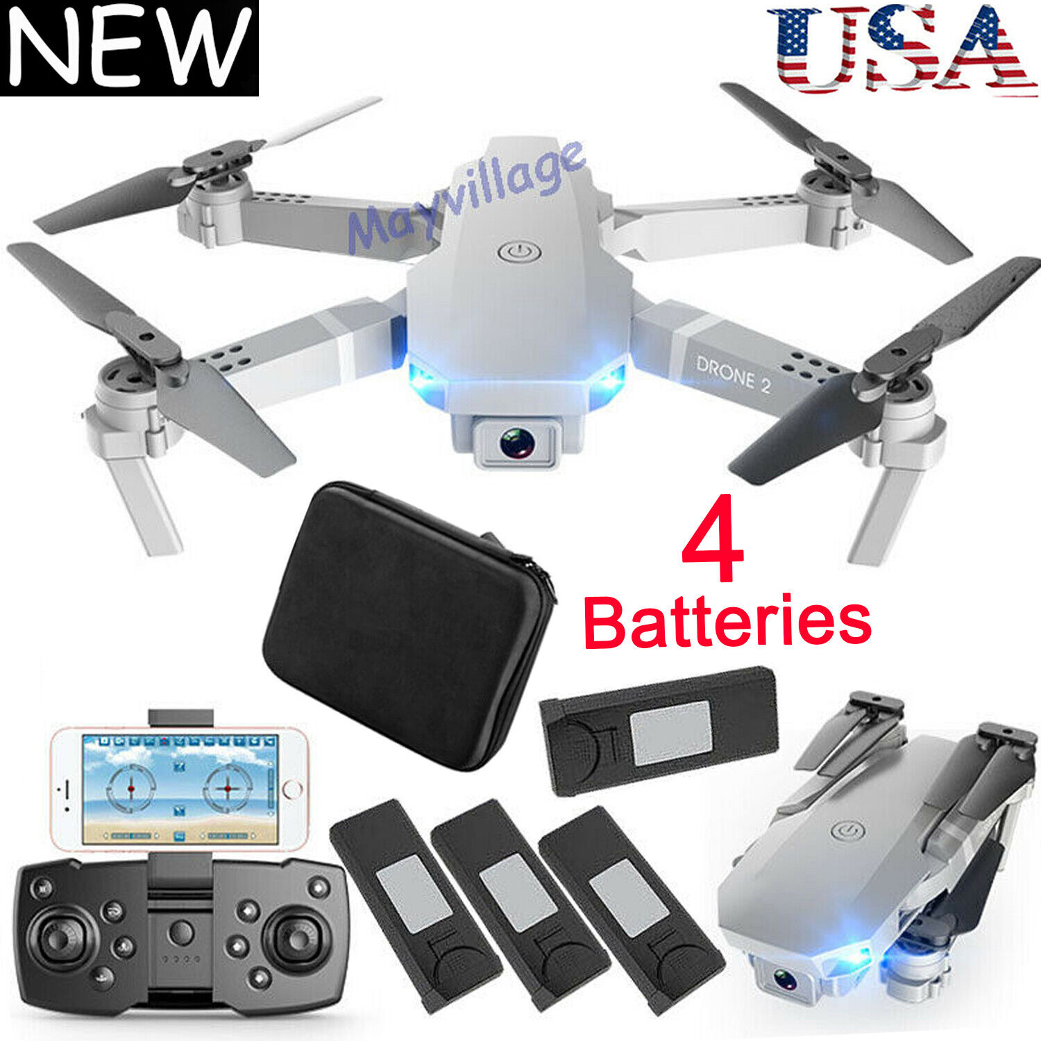 4K WiFi FPV Quadcopter with 4 Batteries