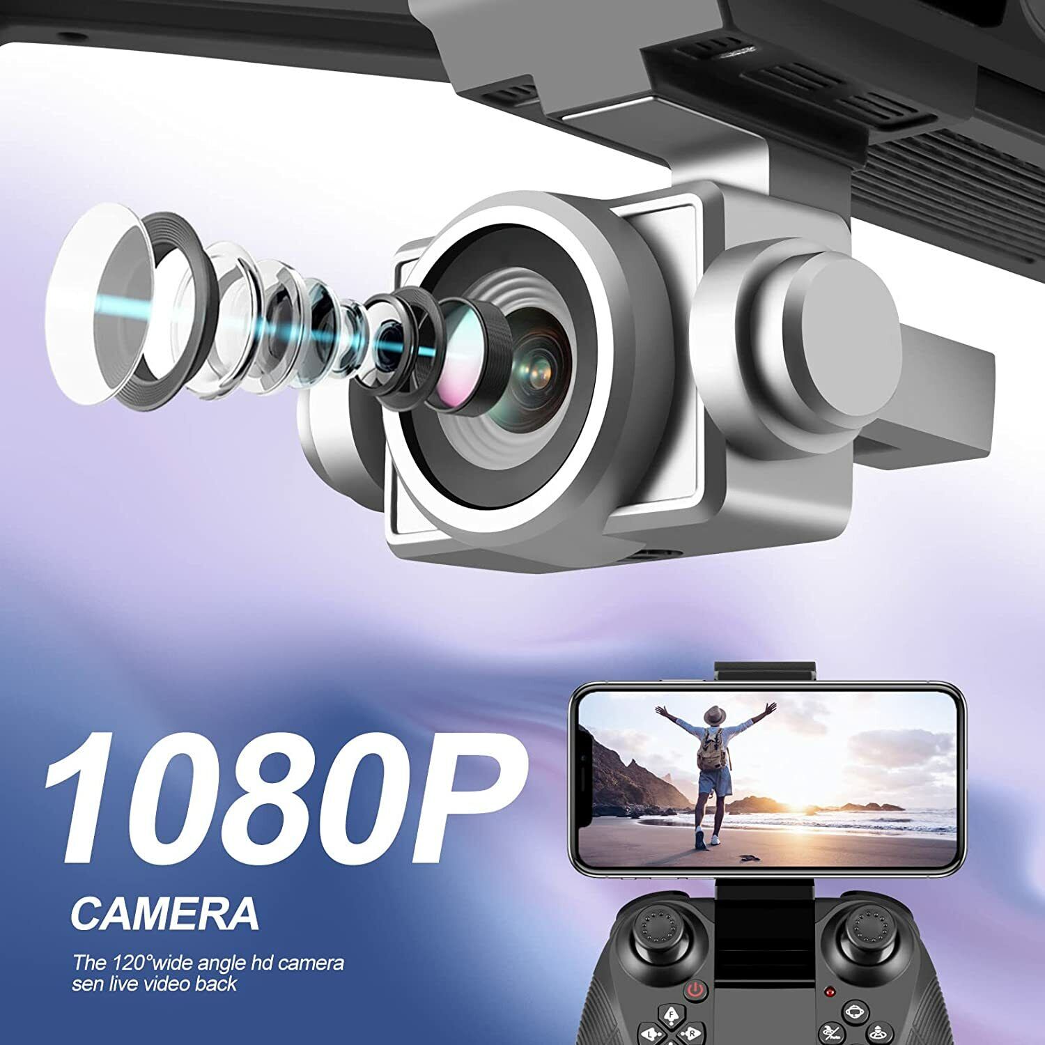 2022 RC Drone with 4k Camera and 2 Batteries