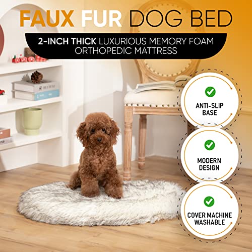 Medario Faux Fur Waterproof Memory Foam Dog Bed