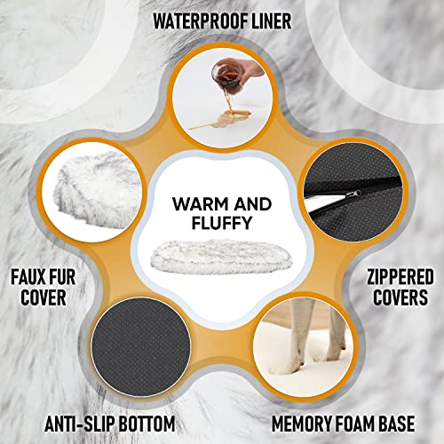 Medario Faux Fur Waterproof Memory Foam Dog Bed
