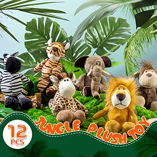 Safari Stuffed Animals Set for Kids Zoo Animal Party