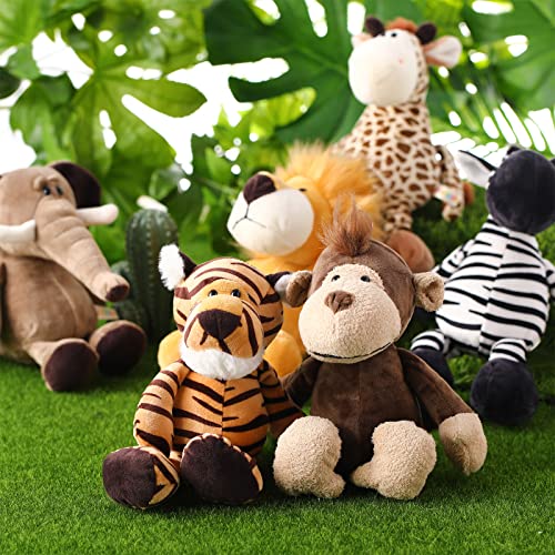 Safari Stuffed Animals Set for Kids Zoo Animal Party