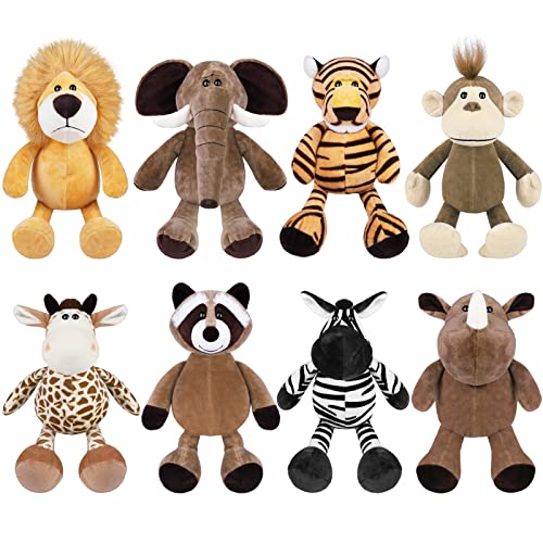 8-Piece Safari Stuffed Animals Set for Animal-themed Parties