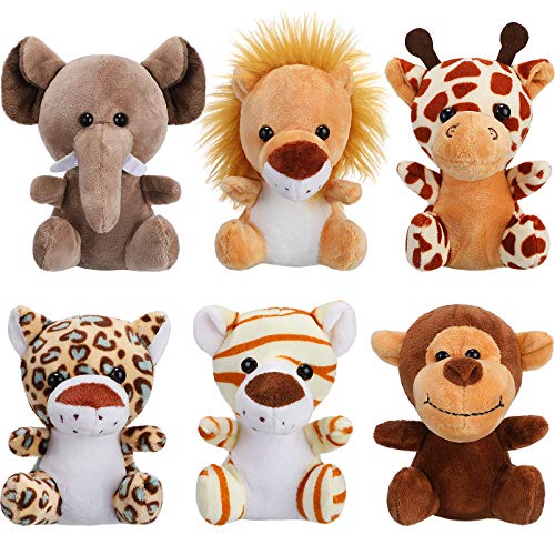 Set of 12 Mini Stuffed Zoo Animal Plush Toys