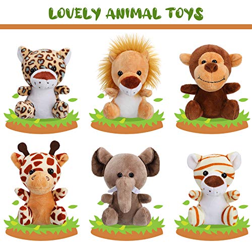 Set of 12 Mini Stuffed Zoo Animal Plush Toys