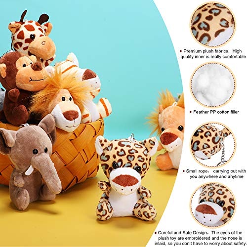 Set of 12 Mini Stuffed Zoo Animal Plush Toys