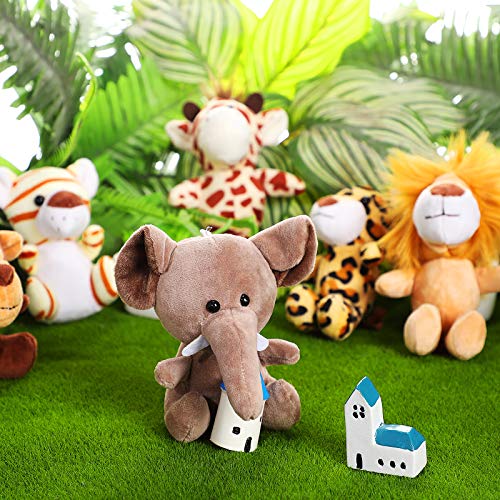 Set of 12 Mini Stuffed Zoo Animal Plush Toys