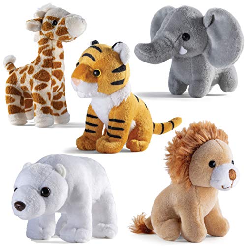 PREXTEX Safari Friends Stuffed Animal Set - 5 Animals