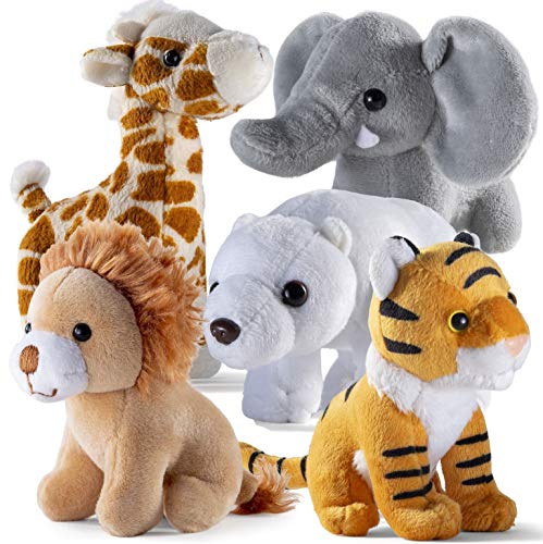 PREXTEX Safari Friends Stuffed Animal Set - 5 Animals