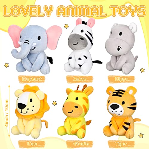 6 Mini Stuffed Jungle Animals Plush Toys Set