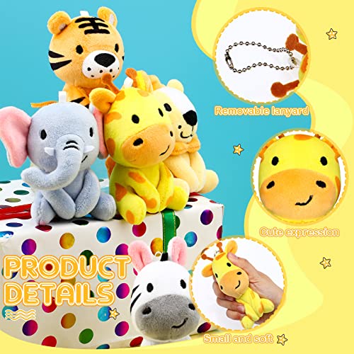 6 Mini Stuffed Jungle Animals Plush Toys Set