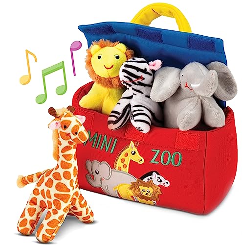 Interactive Plush Mini Zoo Animals Playset