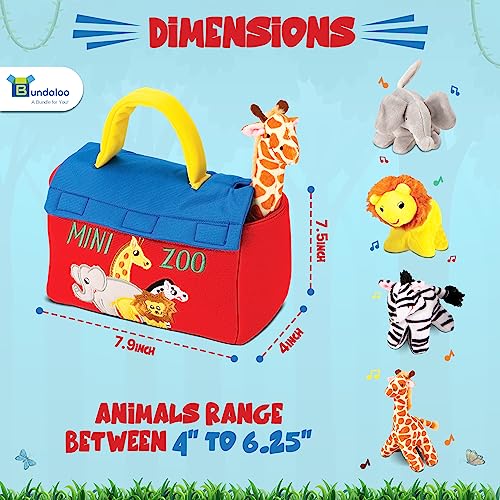 Interactive Plush Mini Zoo Animals Playset