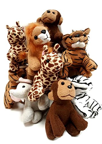 Assorted Suede Plush Jungle Animals (12 Pieces)