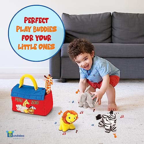Interactive Plush Mini Zoo Animals Playset