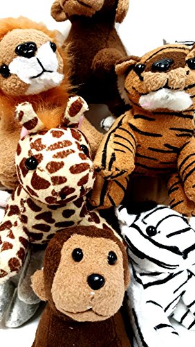 Assorted Suede Plush Jungle Animals (12 Pieces)
