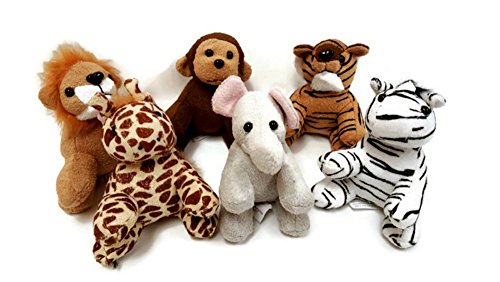 Assorted Suede Plush Jungle Animals (12 Pieces)