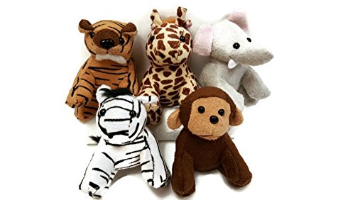 Assorted Suede Plush Jungle Animals (12 Pieces)