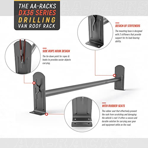 Universal 3 Bar Ladder Roof Van Rack - Black