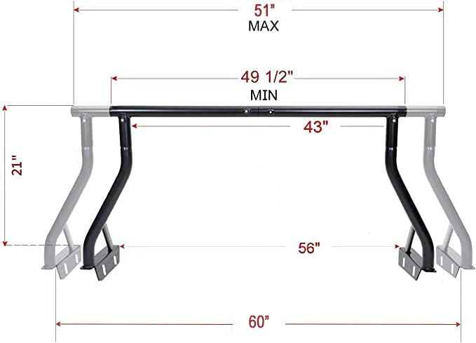 800 LB Extendable Low Profile Steel Truck Bed Rack