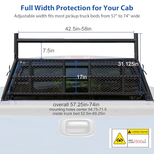 Extendable Pickup Headache Rack Cab Guard with Anchor Points
