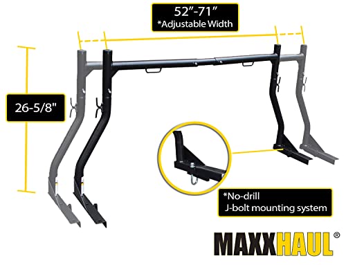 Adjustable Steel Truck Ladder Utility Racks, Black, Set